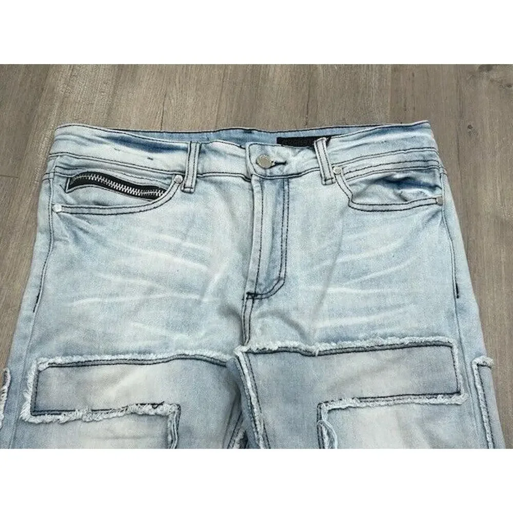 Rockstar Original Mens Stacked Flare Denim‎ Jeans Shake Blue 32 NWT Streetwear